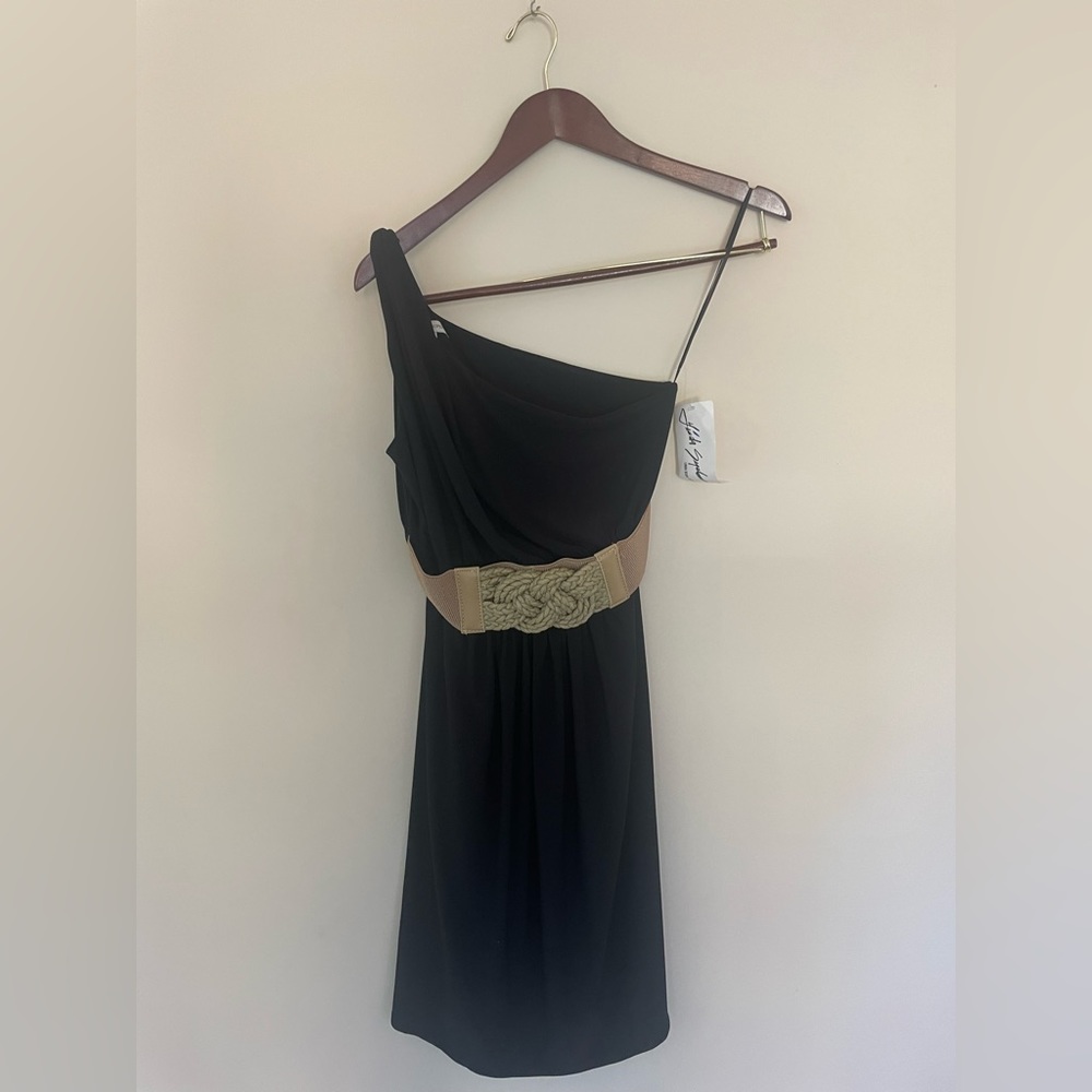 Boston Proper one shoulder belted dress